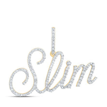 Load image into Gallery viewer, 10kt Yellow Gold Men's Round Diamond SLIM Name Charm Pendant - 3/4 Cttw | Splendid Jewellery - Splendid Jewellery
