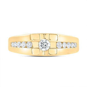 10kt Yellow Gold Men's Round Diamond Solitaire Band Ring - 1/2 Carat Total Weight - Splendid Jewellery - Splendid Jewellery