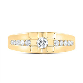 10kt Yellow Gold Men's Round Diamond Solitaire Band Ring - 1/2 Carat Total Weight - Splendid Jewellery - Splendid Jewellery