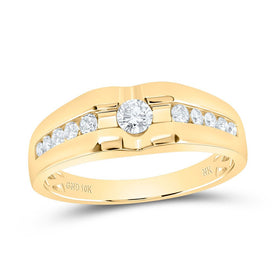 10kt Yellow Gold Men's Round Diamond Solitaire Band Ring - 1/2 Carat Total Weight - Splendid Jewellery product  Top View from Splendid Jewellery