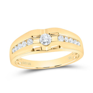 10kt Yellow Gold Men's Round Diamond Solitaire Band Ring - 1/2 Carat Total Weight - Splendid Jewellery - Splendid Jewellery