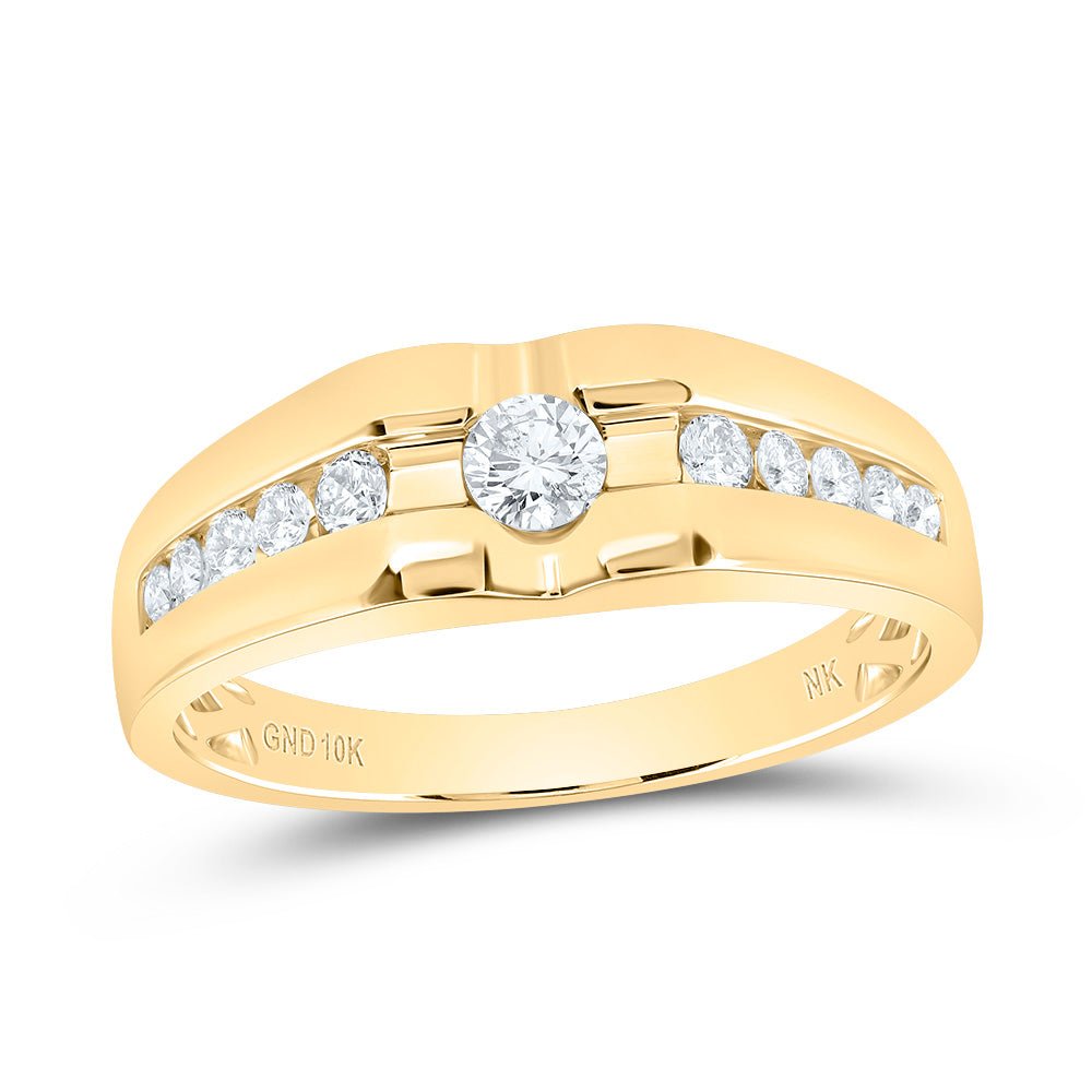 10kt Yellow Gold Men's Round Diamond Solitaire Band Ring - 1/2 Carat Total Weight - Splendid Jewellery - Splendid Jewellery