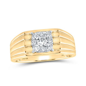 10kt Yellow Gold Men's Round Diamond Solitaire Band Ring - Exquisite Brilliance - Splendid Jewellery