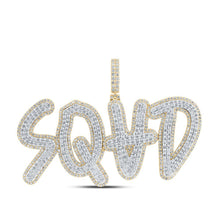 Load image into Gallery viewer, 10kt Yellow Gold Men's Round Diamond SQUAD Phrase Charm Pendant - 8 - 7/8 Cttw | Splendid Jewellery - Splendid Jewellery