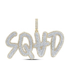 10kt Yellow Gold Men's Round Diamond SQUAD Phrase Charm Pendant - 8 - 7/8 Cttw | Splendid Jewellery - Splendid Jewellery