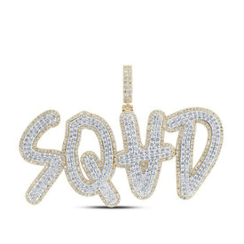 10kt Yellow Gold Men's Round Diamond SQUAD Phrase Charm Pendant - 8 - 7/8 Cttw | Splendid Jewellery - Splendid Jewellery