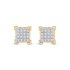 10kt Yellow Gold Men's Round Diamond Square Cluster Earrings 1/10 Cttw | Dazzling Gems - Splendid Jewellery