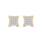 10kt Yellow Gold Men's Round Diamond Square Cluster Earrings 1/10 Cttw | Dazzling Gems - Splendid Jewellery