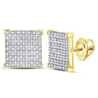 10kt Yellow Gold Men's Round Diamond Square Cluster Earrings 1/3 Cttw - Luxurious Brilliance - Splendid Jewellery