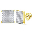 10kt Yellow Gold Men's Round Diamond Square Cluster Earrings 1/3 Cttw - Luxurious Brilliance product  Top View from Splendid Jewellery