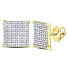 10kt Yellow Gold Men's Round Diamond Square Cluster Earrings 1/3 Cttw - Luxurious Brilliance product Side View from Splendid Jewellery