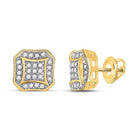 10kt Yellow Gold Men's Round Diamond Square Cluster Earrings 1/6 Cttw - Luxurious Brilliance - Splendid Jewellery