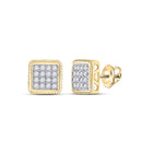 10kt Yellow Gold Men's Round Diamond Square Cluster Earrings - Captivating Brilliance - Splendid Jewellery