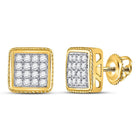 10kt Yellow Gold Men's Round Diamond Square Cluster Earrings - Captivating Brilliance - Splendid Jewellery