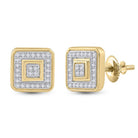 10kt Yellow Gold Men's Round Diamond Square Cluster Earrings - Dazzling Brilliance - Splendid Jewellery