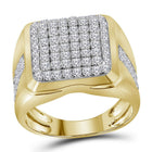 10kt Yellow Gold Men's Round Diamond Square Cluster Fashion Ring - 2 Cttw | Splendid Jewellery - Splendid Jewellery
