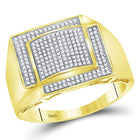 10kt Yellow Gold Mens Round Diamond Square Cluster Ring 1/2 Cttw | Exquisite Mens Diamond Cluster Ring in Yellow Gold - Splendid Jewellery