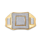 10kt Yellow Gold Men's Round Diamond Square Cluster Ring 1/3 Cttw | Exquisite Masculine Brilliance - Splendid Jewellery