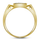 10kt Yellow Gold Men's Round Diamond Square Cluster Ring 1/4 Cttw - A Dazzling Statement of Masculine Elegance - Splendid Jewellery