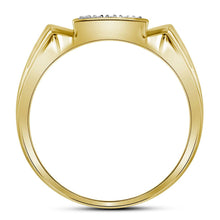 Load image into Gallery viewer, 10kt Yellow Gold Men&#39;s Round Diamond Square Cluster Ring 1/4 Cttw - A Dazzling Statement of Masculine Elegance product Side View 2 from Splendid Jewellery
