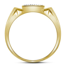 Load image into Gallery viewer, 10kt Yellow Gold Men&#39;s Round Diamond Square Cluster Ring 1/4 Cttw - A Dazzling Statement of Masculine Elegance product Side View from Splendid Jewellery