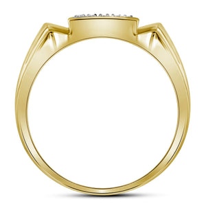 10kt Yellow Gold Men's Round Diamond Square Cluster Ring 1/4 Cttw - A Dazzling Statement of Masculine Elegance - Splendid Jewellery