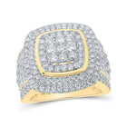 10kt Yellow Gold Men's Round Diamond Square Cluster Ring - 3 - 3/4 Cttw by Splendid Jewellery - Splendid Jewellery