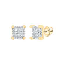 Load image into Gallery viewer, 10kt Yellow Gold Men's Round Diamond Square Cluster Stud Earrings 1/6 Cttw | Sophisticated Brilliance - Splendid Jewellery