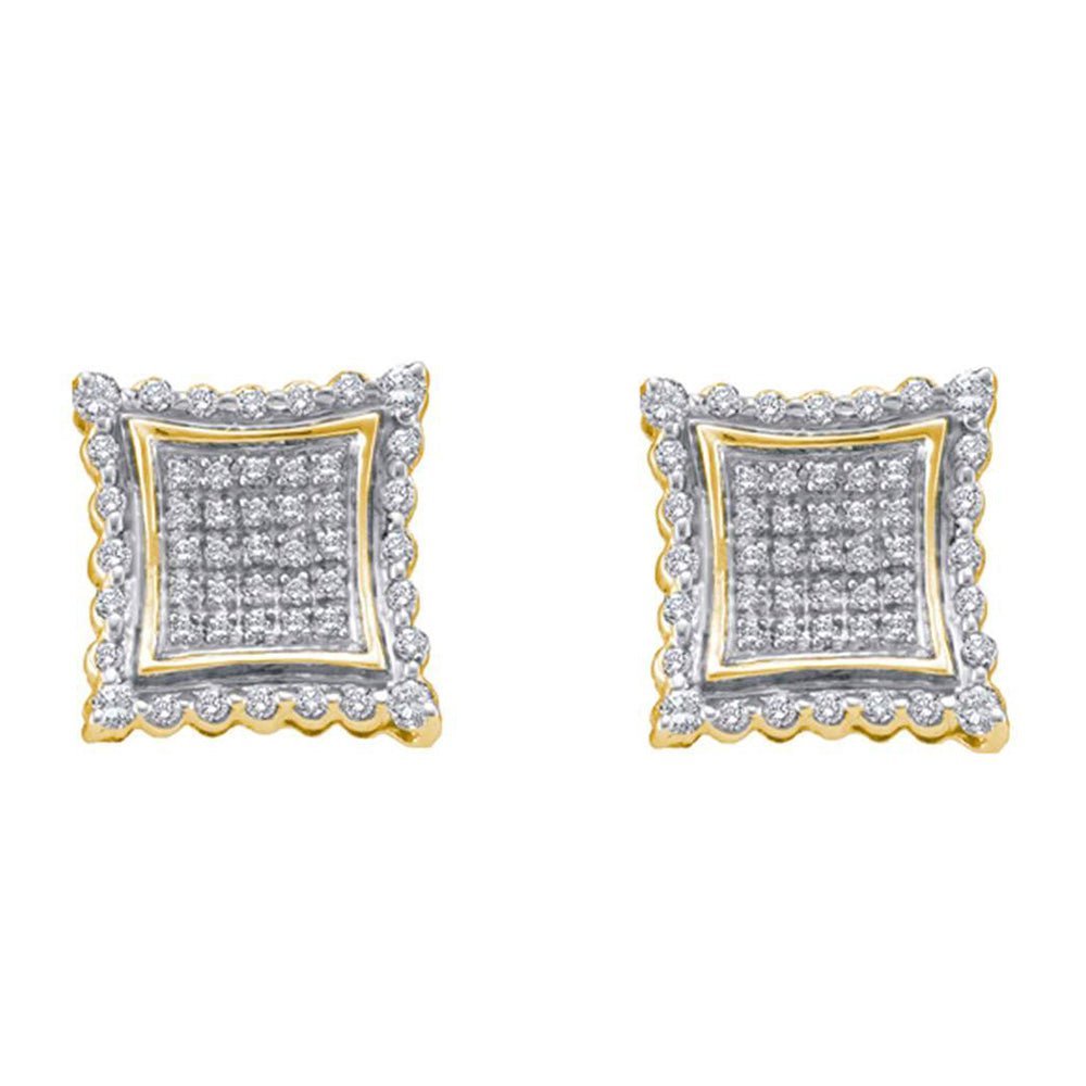 10kt Yellow Gold Men's Round Diamond Square Earrings - 1/2 Carat Total Weight - Splendid Jewellery - Splendid Jewellery