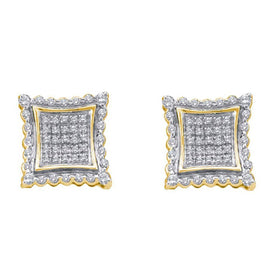 10kt Yellow Gold Men's Round Diamond Square Earrings - 1/2 Carat Total Weight - Splendid Jewellery - Splendid Jewellery
