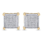 10kt Yellow Gold Men's Round Diamond Square Earrings - 1/3 Cttw | Luxurious Diamond Studs - Splendid Jewellery