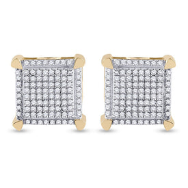 10kt Yellow Gold Men's Round Diamond Square Earrings - 1/3 Cttw | Luxurious Diamond Studs - Splendid Jewellery