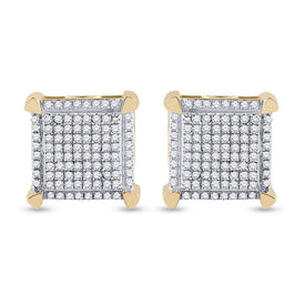10kt Yellow Gold Men's Round Diamond Square Earrings - 1/3 Cttw | Luxurious Diamond Studs - Splendid Jewellery