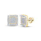 10kt Yellow Gold Men's Round Diamond Square Earrings - 1/4 Cttw | Exquisite Jewelry product  Top View from Splendid Jewellery