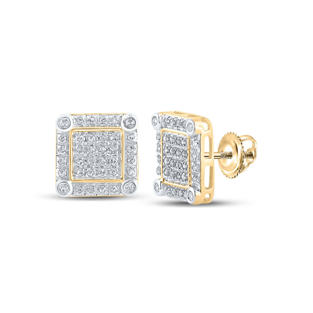 10kt Yellow Gold Men's Round Diamond Square Earrings - 1/4 Cttw | Exquisite Jewelry - Splendid Jewellery