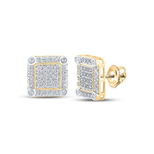 Load image into Gallery viewer, 10kt Yellow Gold Men's Round Diamond Square Earrings - 1/4 Cttw | Exquisite Jewelry - Splendid Jewellery
