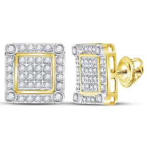 10kt Yellow Gold Men's Round Diamond Square Earrings - 1/4 Cttw | Exquisite Jewelry - Splendid Jewellery