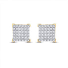 10kt Yellow Gold Men's Round Diamond Square Earrings - 1/5 Cttw | Striking Geometric Brilliance - Splendid Jewellery
