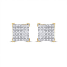 Load image into Gallery viewer, 10kt Yellow Gold Men's Round Diamond Square Earrings - 1/5 Cttw | Striking Geometric Brilliance - Splendid Jewellery