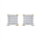10kt Yellow Gold Men's Round Diamond Square Earrings - 1/5 Cttw | Striking Geometric Brilliance - Splendid Jewellery