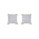 10kt Yellow Gold Men's Round Diamond Square Earrings - 1/5 Cttw | Striking Geometric Brilliance - Splendid Jewellery