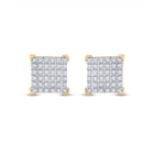 10kt Yellow Gold Men's Round Diamond Square Earrings - 1/5 Cttw | Striking Geometric Brilliance - Splendid Jewellery