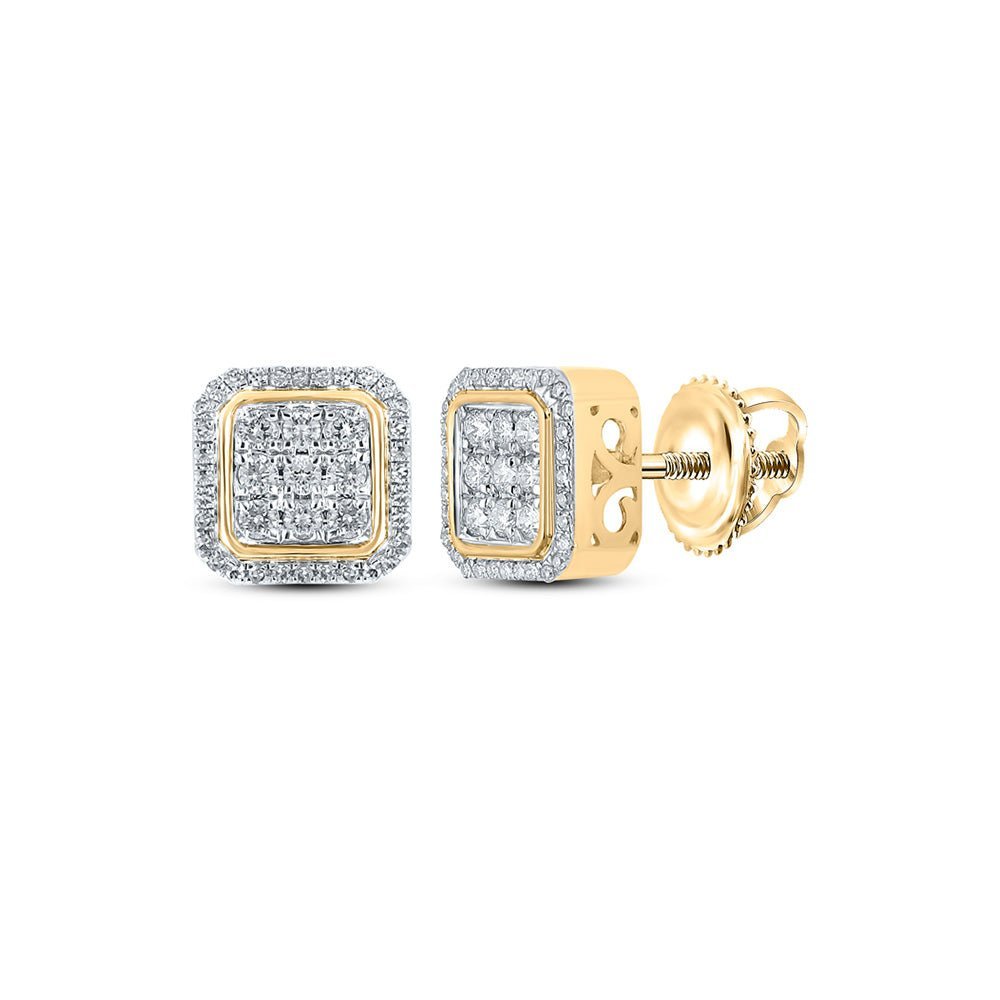 10kt Yellow Gold Men's Round Diamond Square Earrings - 5/8 Cttw | Exquisite Diamond Jewelry - Splendid Jewellery