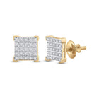 10kt Yellow Gold Men's Round Diamond Square Earrings - A Dazzling Addition to Your Collection - Splendid Jewellery