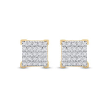 Load image into Gallery viewer, 10kt Yellow Gold Men's Round Diamond Square Earrings - A Dazzling Addition to Your Collection - Splendid Jewellery