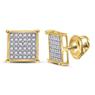 10kt Yellow Gold Men's Round Diamond Square Earrings - Captivating Brilliance - Splendid Jewellery