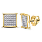 10kt Yellow Gold Men's Round Diamond Square Earrings - Captivating Brilliance - Splendid Jewellery