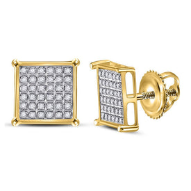 10kt Yellow Gold Men's Round Diamond Square Earrings - Captivating Brilliance - Splendid Jewellery