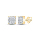 10kt Yellow Gold Men's Round Diamond Square Earrings - Elegant Sparkle for Him - Splendid Jewellery