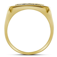 Load image into Gallery viewer, 10kt Yellow Gold Men&#39;s Round Diamond Square Frame Cluster Ring - Captivating Brilliance  Side View from Splendid Jewellery